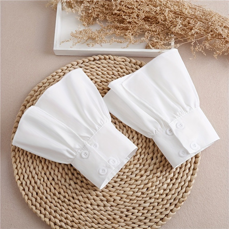 Wrist Wraps - 2pcs 프릴 심플 화이트 커프스 트럼펫